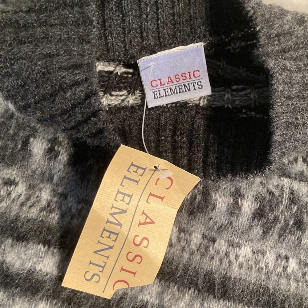 Classic elements mock neck sweater jacquard fair isle M